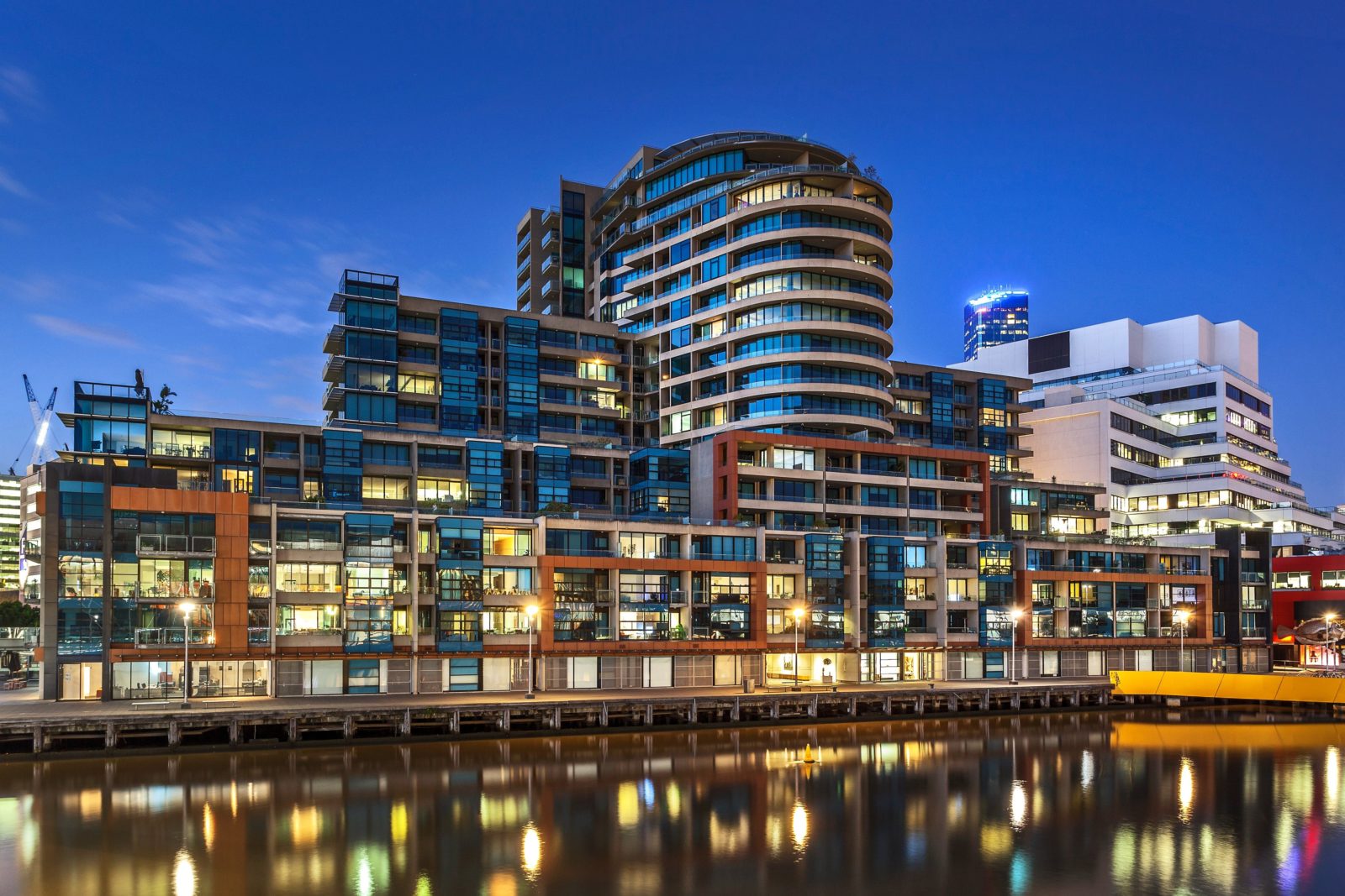 Facade of hotel and Yarra River