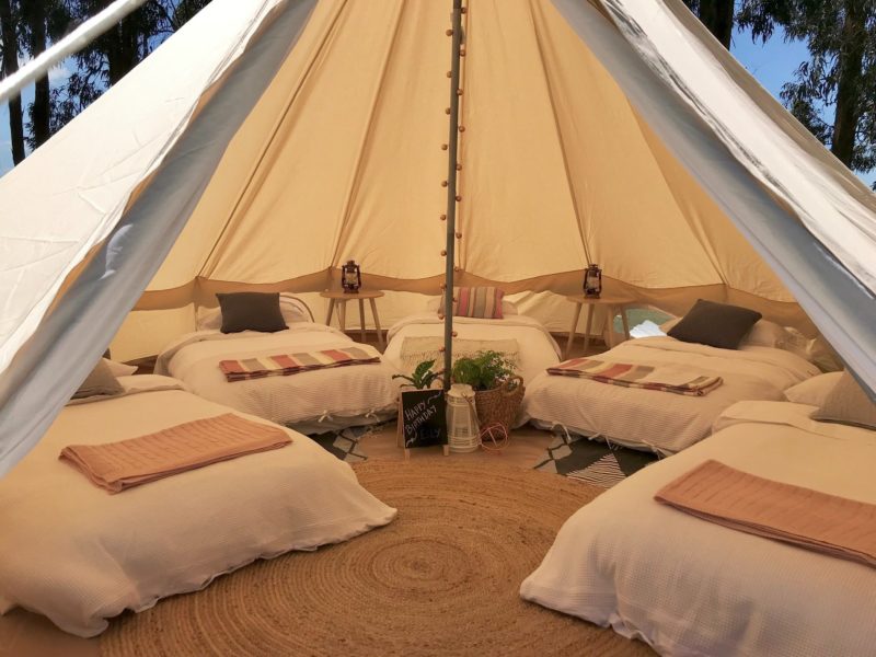 Port Fairy Glamping bell tent set up for 5 Occupants
