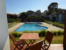 Solor heated swimming pool and garden