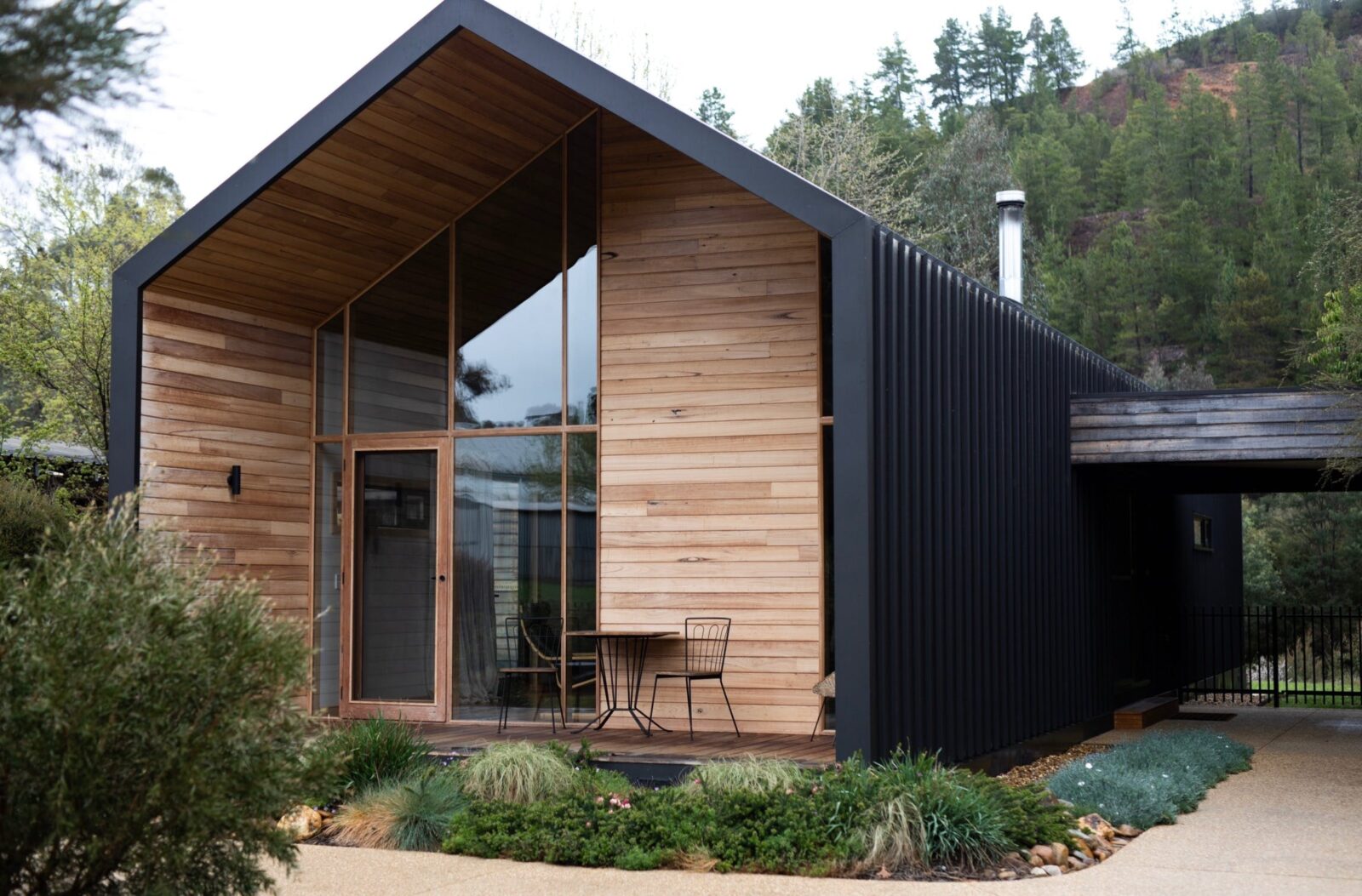Scandinavian style Home, glass windows, angled roof