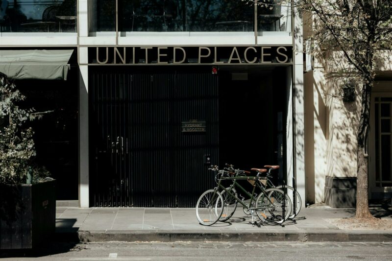 United Places exterior on Domain Rd with two bikes parked out the front