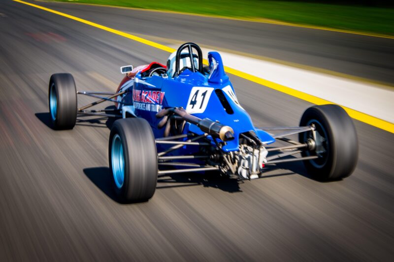 Rear facing image of a Formula Ford Race Car