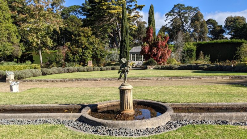 Beleura's front garden includes Italian water features and a Summer House.