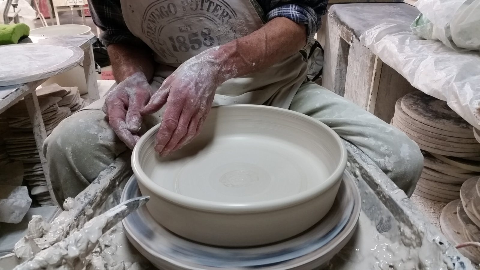 Hand throwing by skilled potters