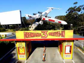 Dromana Drive In entrance and Star Wars X-Wing Fighter