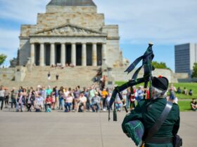 A bugler at the Shrine of Remembrance Last Post Service