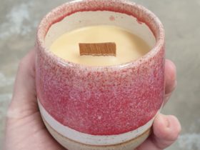 Re-Useable, Re-Fillable Stoneware Wine Cup Candle in Various colours and Sizes