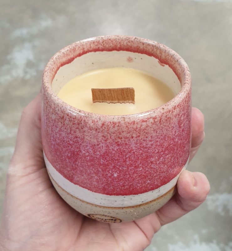Re-Useable, Re-Fillable Stoneware Wine Cup Candle in Various colours and Sizes