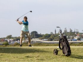 Teeing off from the 6th with Queenscliff in the background