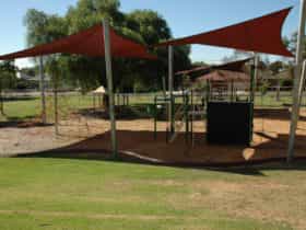 Swings, slides, climbing wall at the Rutherglen Apex playground