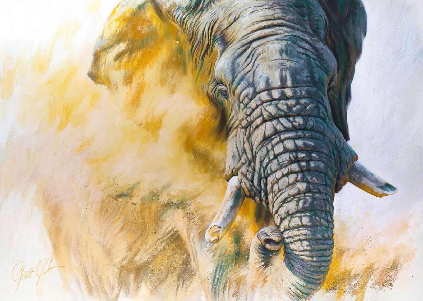 'Grand elder statesman - African bull elephant' - Pastel on Supertooth paper, Image size 73 X 100 cm