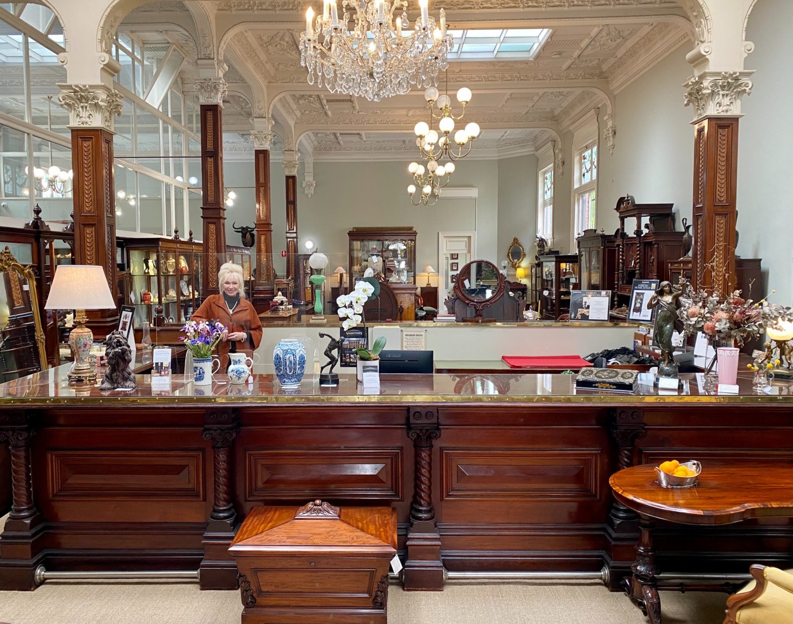 Large Heritage Listed Front Welcome Counter at Valentines Antiques Gallery