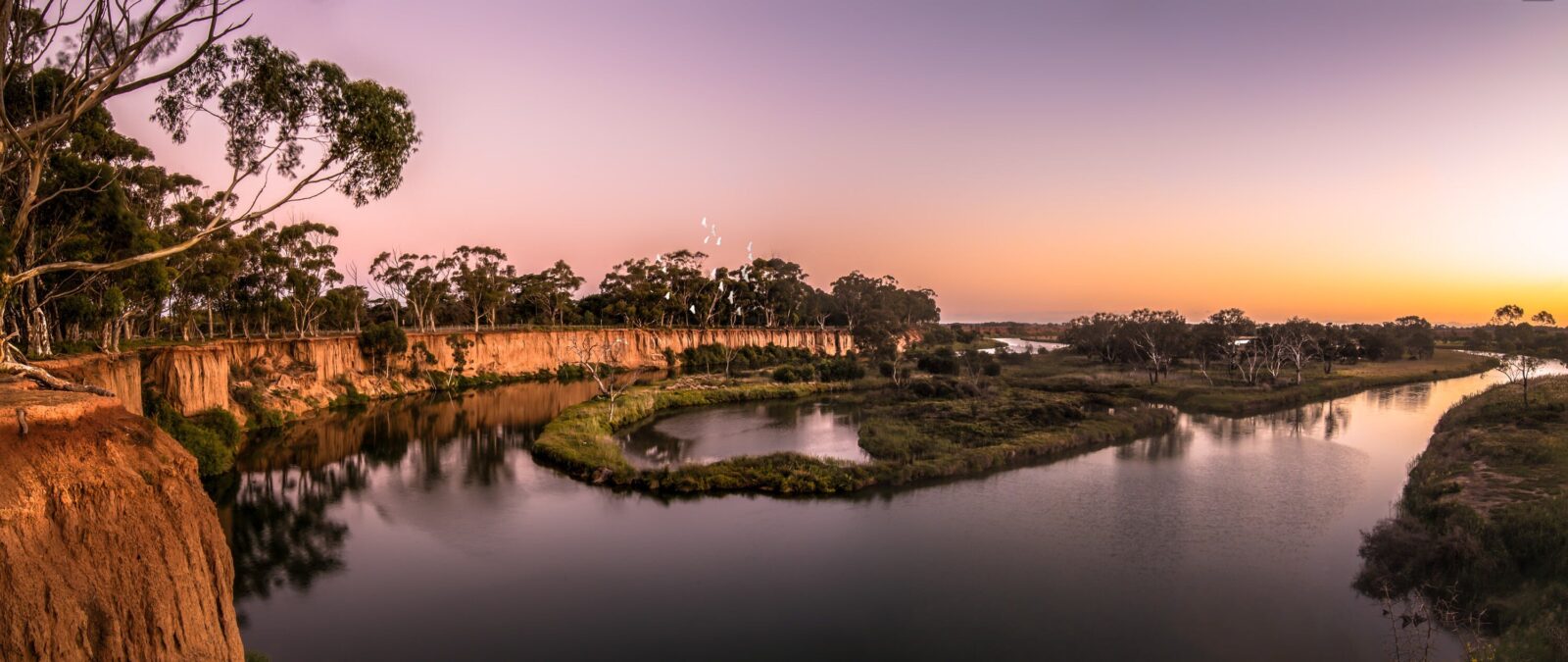 Sunset over Werribee River and the K Road Cliffs