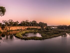 Sunset over Werribee River and the K Road Cliffs