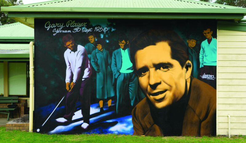 Heesco street art image of golf legend Garry Player at Yarram Golf Course
