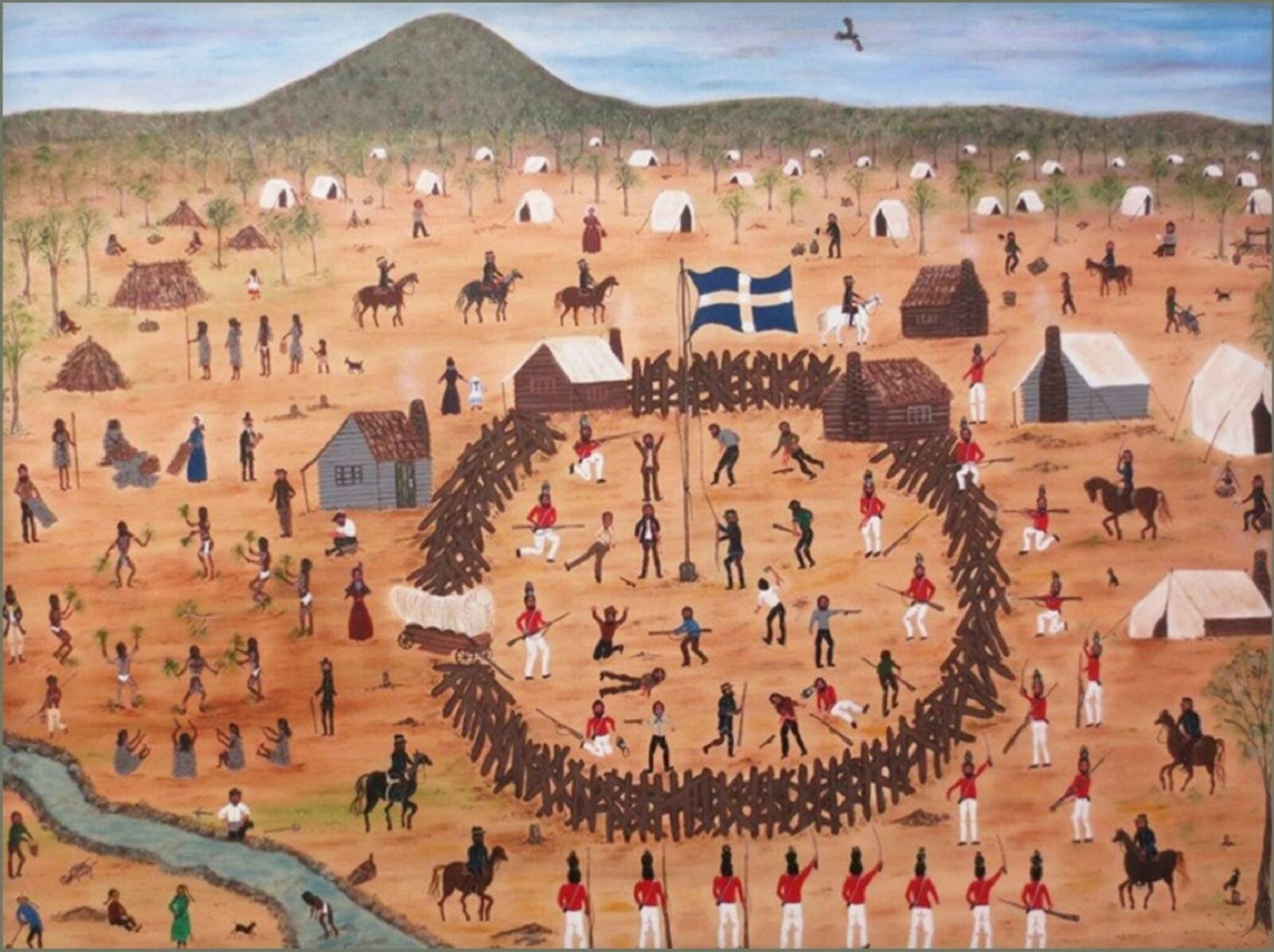 Painting showing scene from the Eureka Stockade
