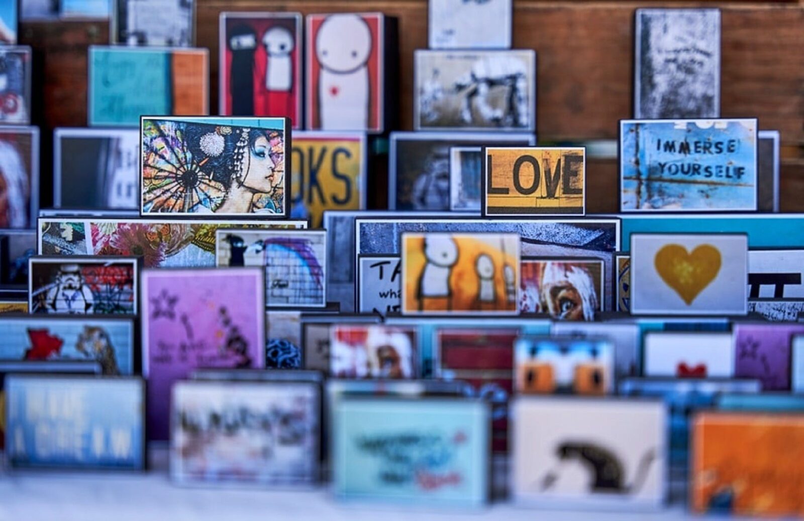 small wooden frames individually painted