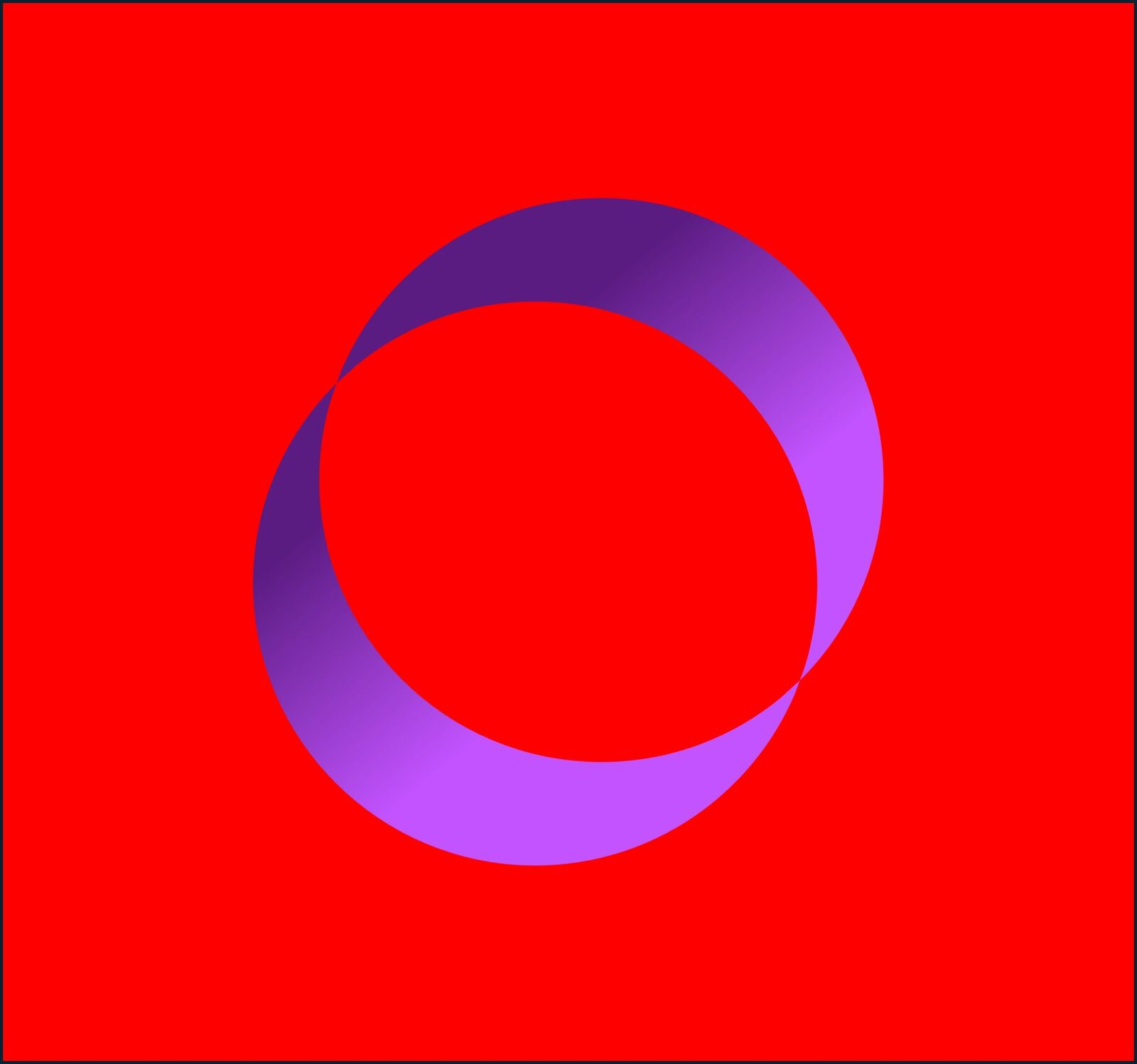 two purple cresents facing each other against a red background