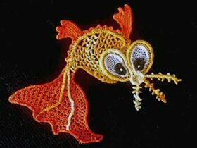 Fish motif made from lace