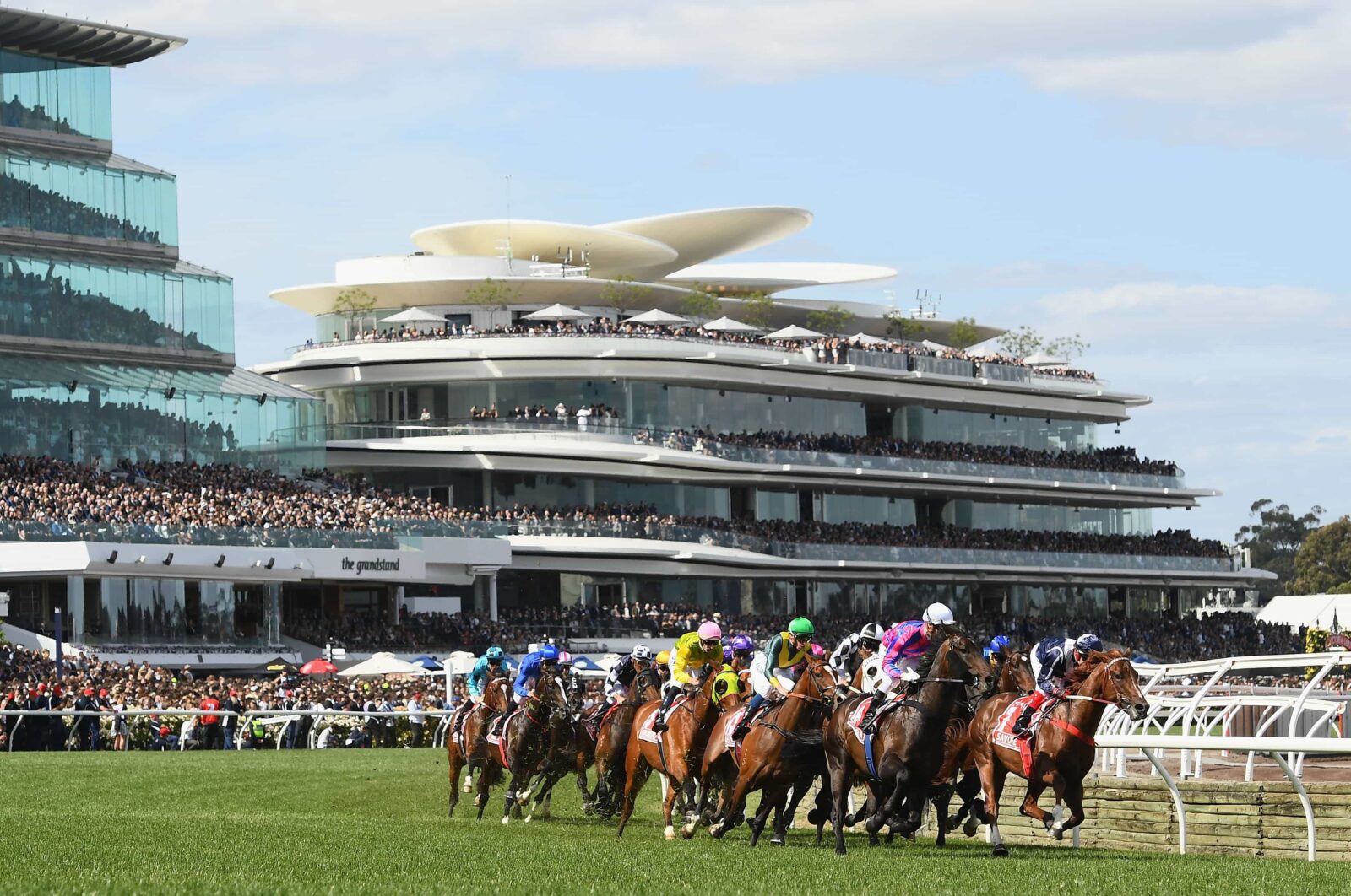 Horses racing at Flemington Raceourse during the 2018 Melbourne Cup Carnival