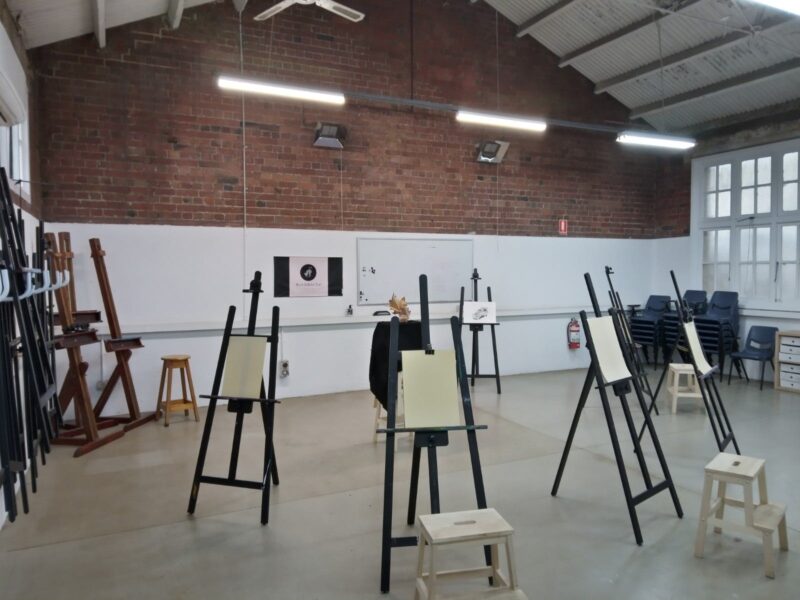 art studio with easels