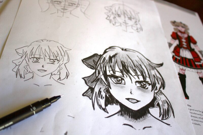 Manga Head sketch by Mara Jordan