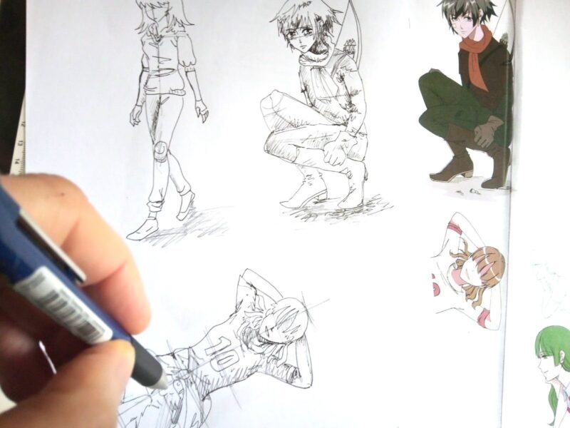 manga sketches poses close up