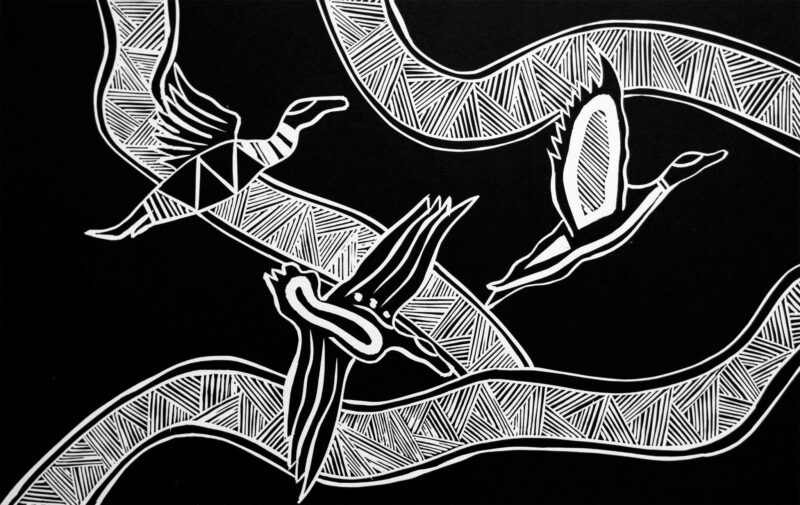 Patricia Pittman, Wood ducks. Limited edition linocut print