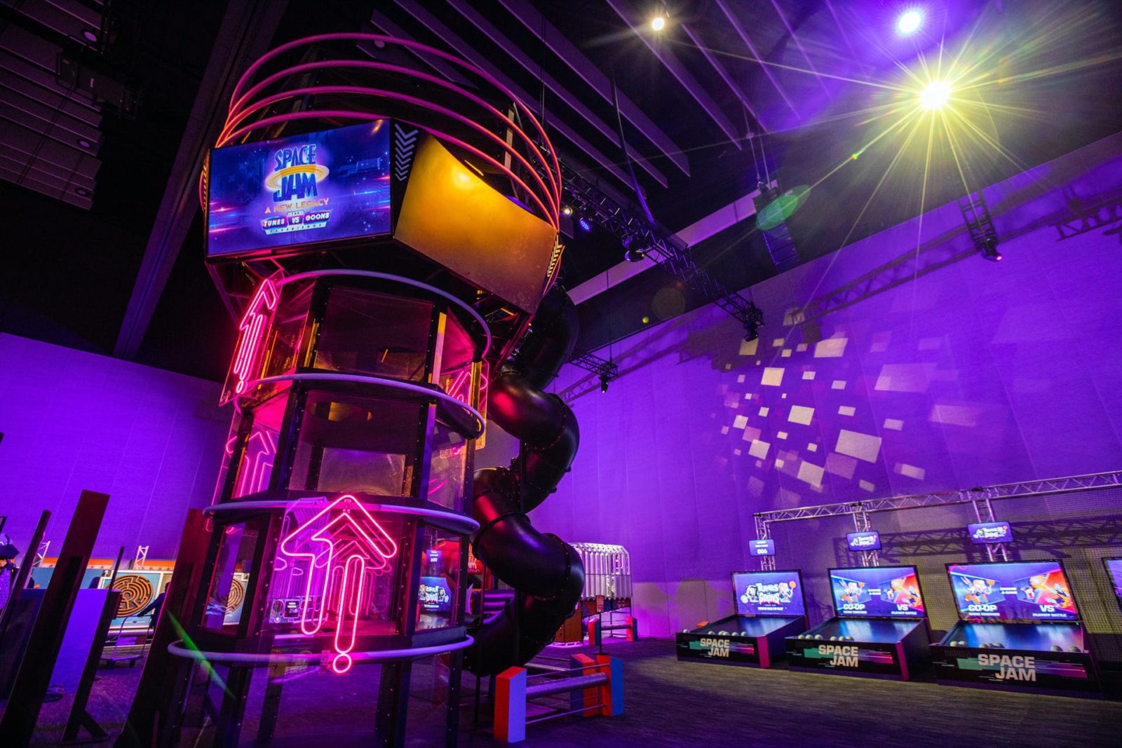 The Power-Up Tower at the Space Jam Experience at MCEC