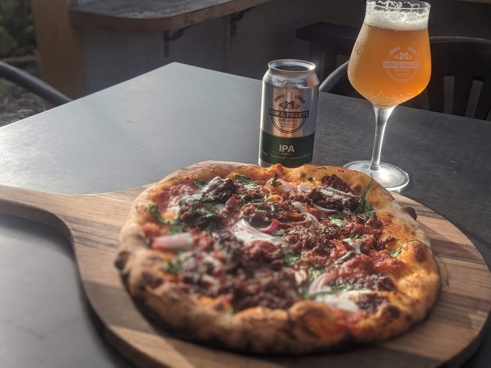 Woodfire Pizza matched perfectly with Sow & Piglet beer