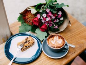 Direct trade coffee, house made cake and fresh flowers available daily.