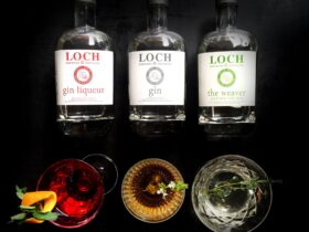 Selection of Loch Gin in the bottle and also in a glass