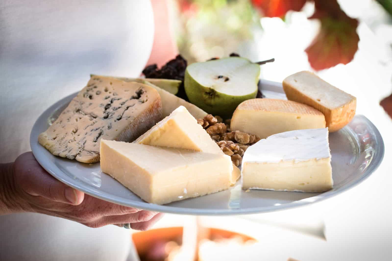 Cheese platter of farmhouse cheeses from the Milawa factory