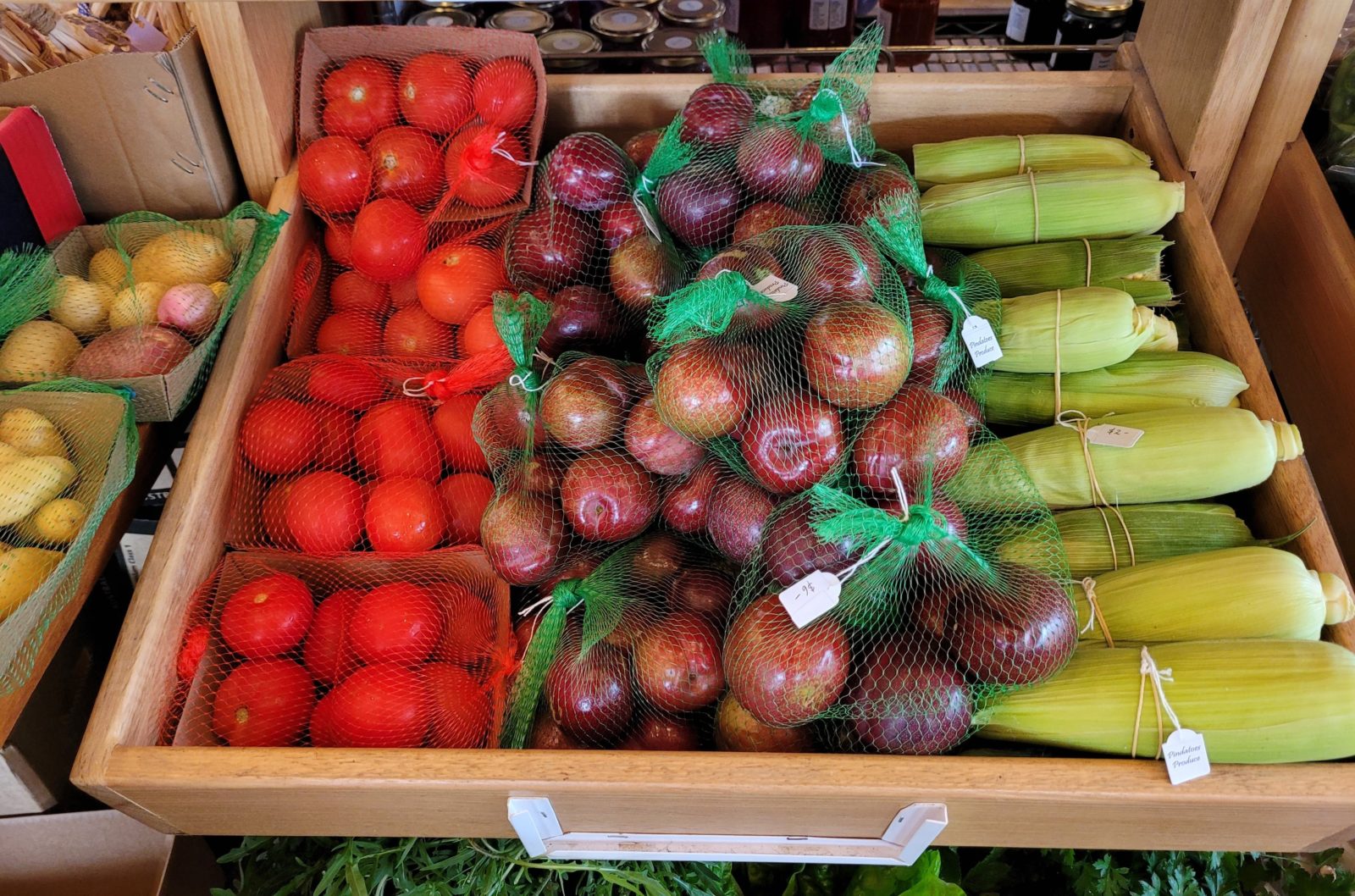 A range of seasonal organically grown fresh fruit and vegetables from our property on the Bellarine