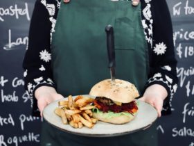 The Fat Cow Burger with hand cut chips