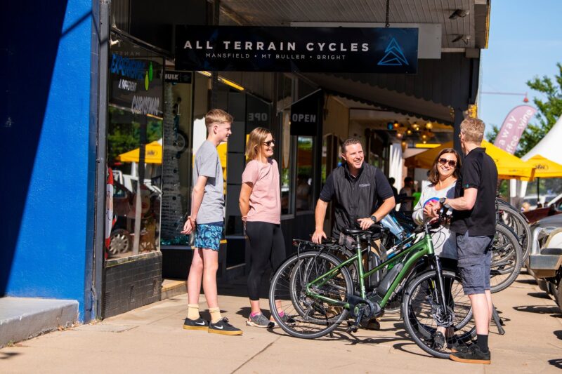 Guests collect their hire bikes from All Terrain Cycles in Mansfield.