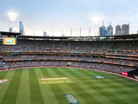 Melbourne Cricket Ground and the city skyline