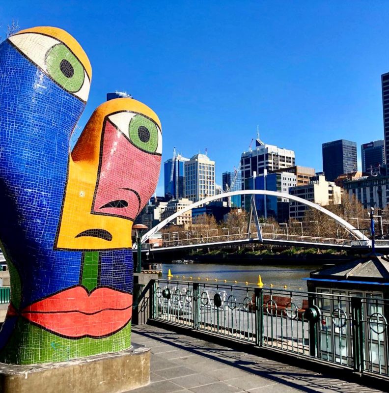 Picasso style mosaic sculpture - Face Of Melbourne, Southbank