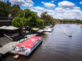The Melba Star on the river from aerial view