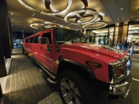 18 seater pink stretch hummer at crown casino