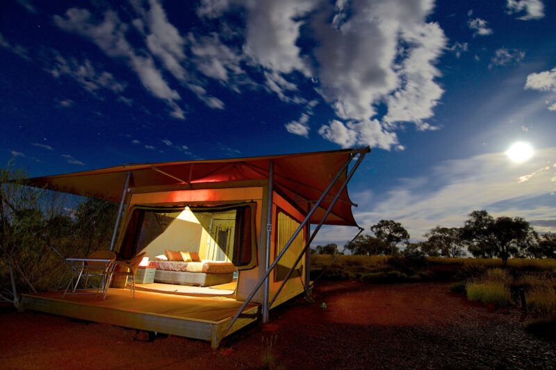 Karijini Eco Retreat - Eco Tent at Night. Karijini National Park, Western Australia