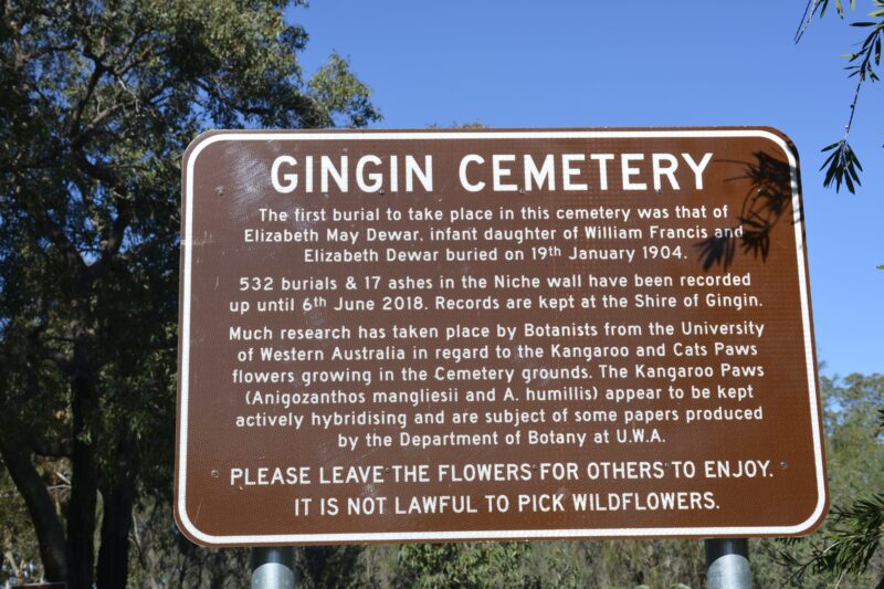 Sign at Gingin Cemetery, Gingin, Western Australia