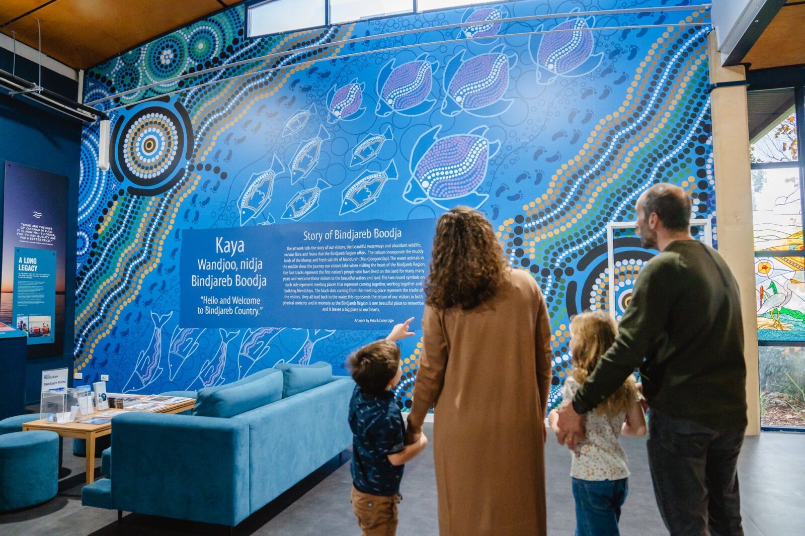 Welcome to Country Mural by Peta & Corey Ugle at Mandurah Visitor Centre
