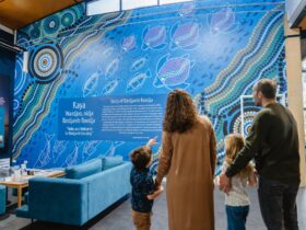 Welcome to Country Mural by Peta & Corey Ugle at Mandurah Visitor Centre