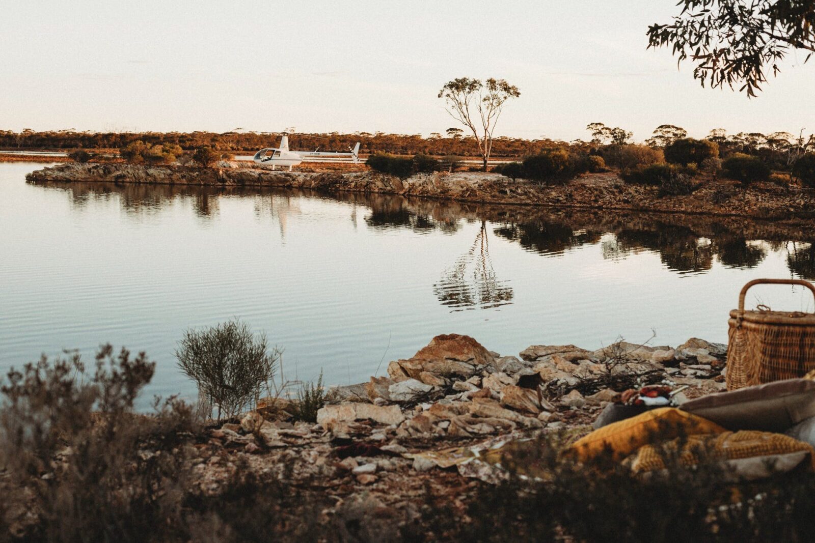 Picnic on the Lake with Helicopter and Bushland